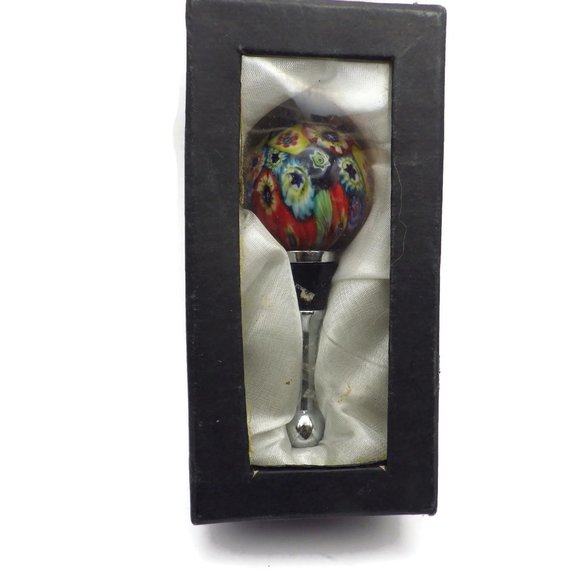 Millefiori Glass Wine Bottle Stopper/ Stainless Stem/ Boxed - Picture 1 of 6